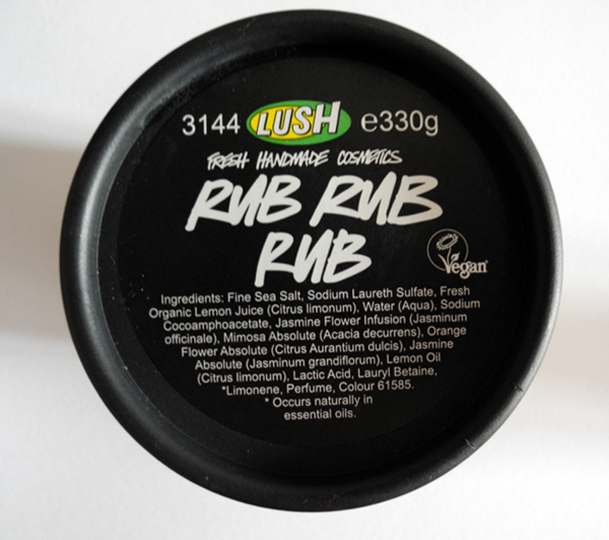 LUSH Rub Rub RubReview and Photos ingredients
