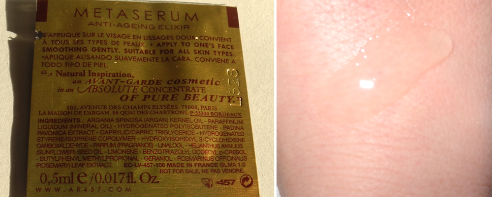 AR457 Argan Skincare Elixir Metaserum review and ingredients