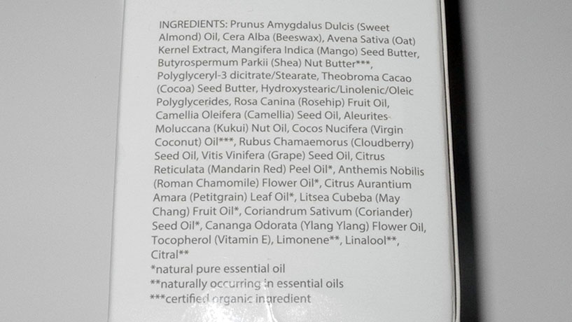 Balance Me Cleanse and Smooth Face Balm ingredients