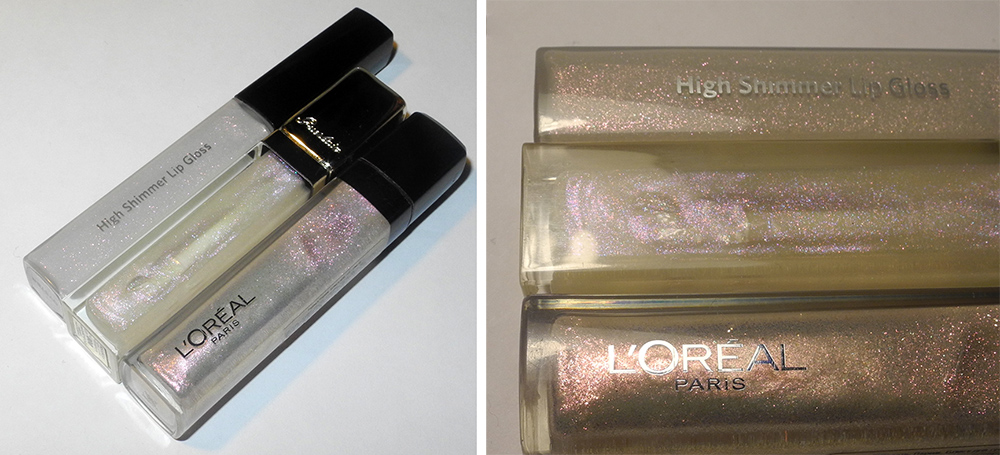 L’Oreal Glam Shine in Dazzle 201 Sparkle Shower Guerlain and Bobbi Brown.