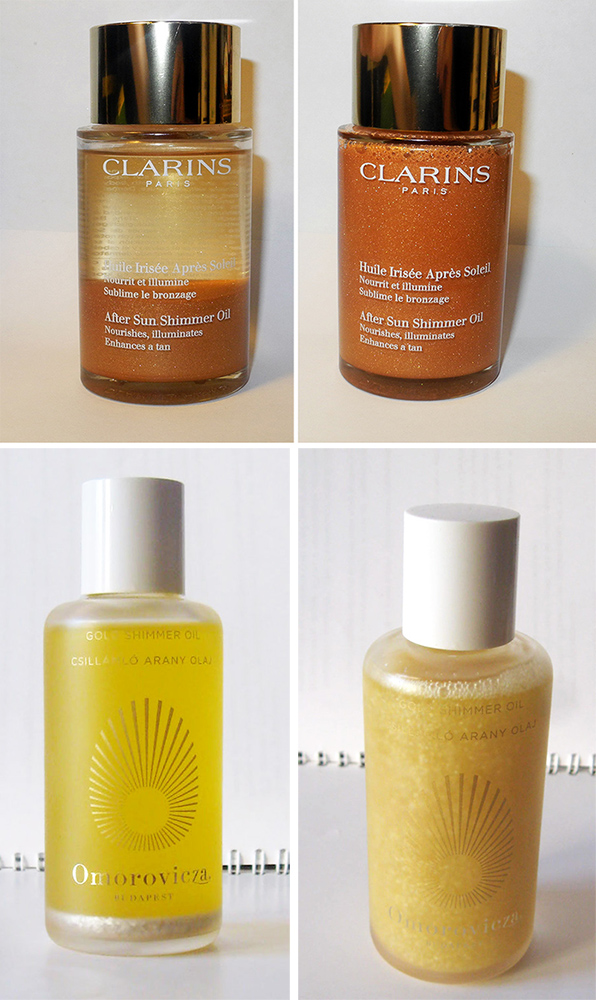 Shimmering Body Oils Clarins-After-Sun-Shimmer-Oil-review and Omorovicza Gold Shimmer Oil